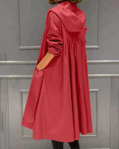 Waterdichte dames regenjas midi met capuchon