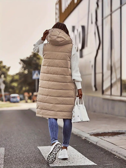 Puffer Bodywarmer met Hoodie en Ritszakken voor Dames