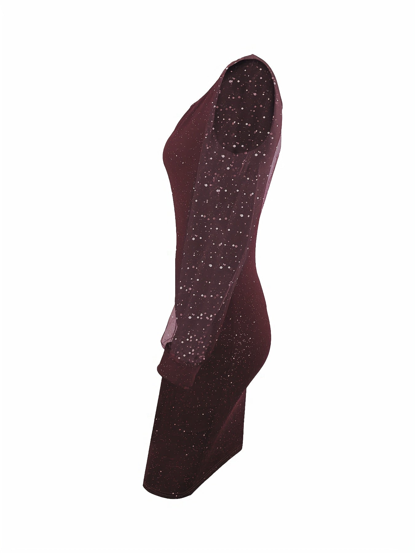 Bodycon Cocktailjurk Voor Dames Midi Met Glitter En Transparante Mouwen