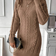 Robe pull mini col roulé chic pour femmes avec motif torsadé