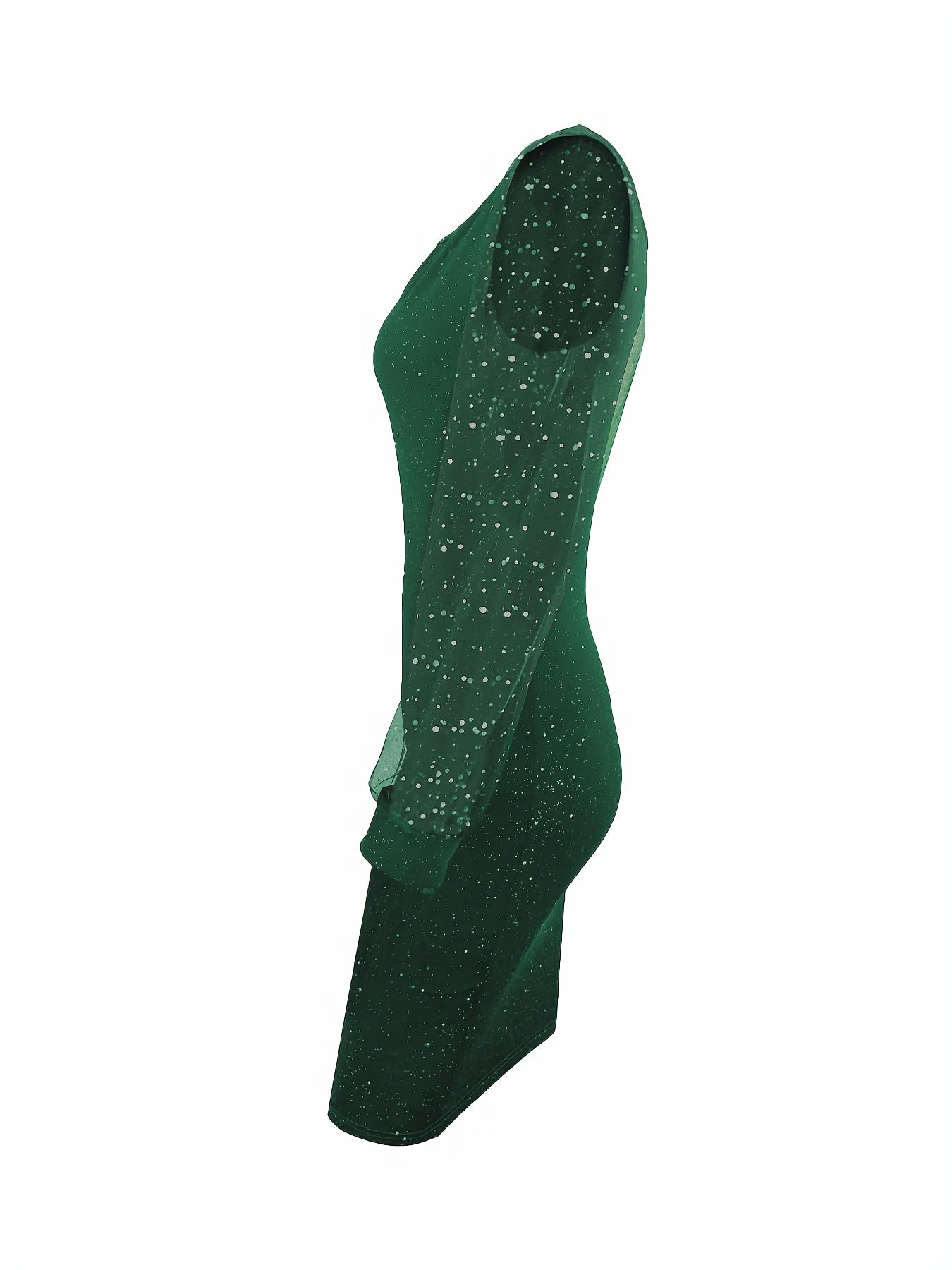 Bodycon Cocktailjurk Voor Dames Midi Met Glitter En Transparante Mouwen