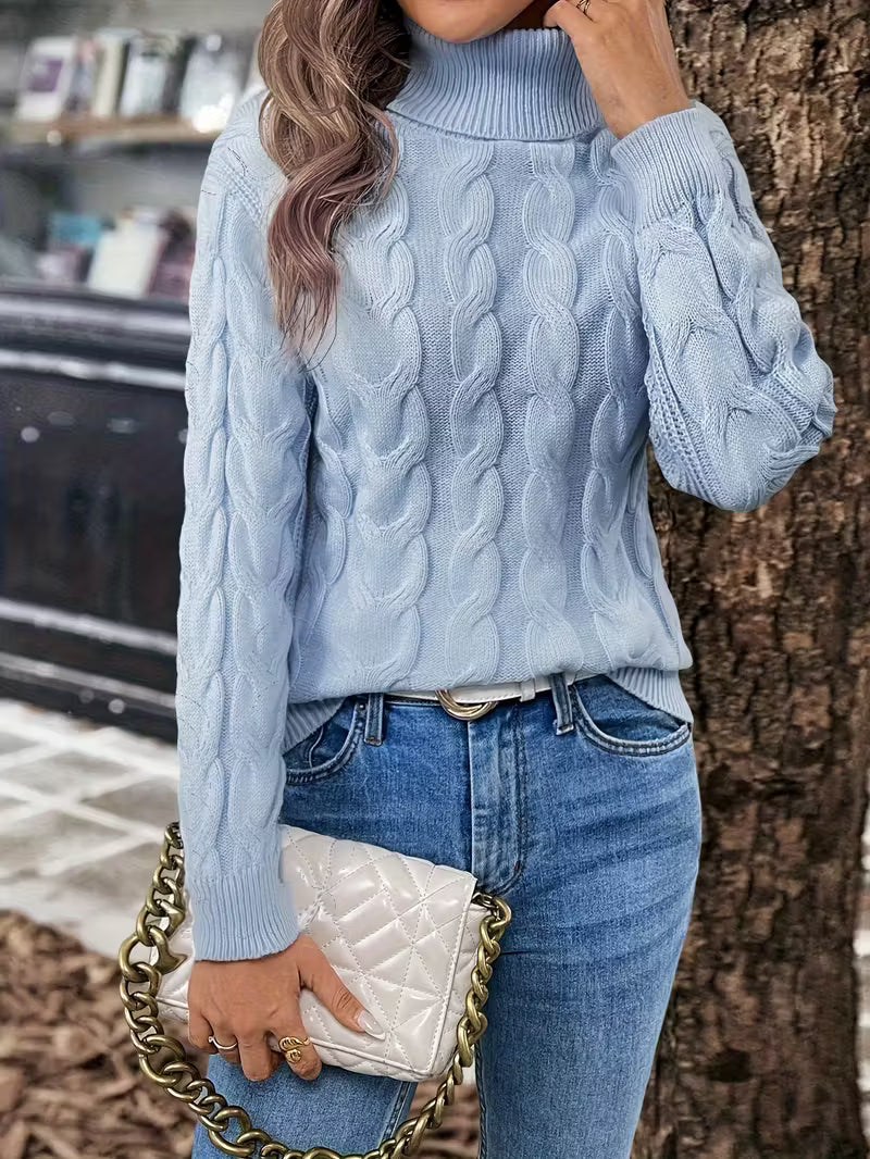 Sweter damski z dzianiny z golfem