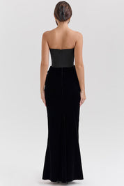 Dames Elegante Strapless Maxi Jurk met Lange Rok