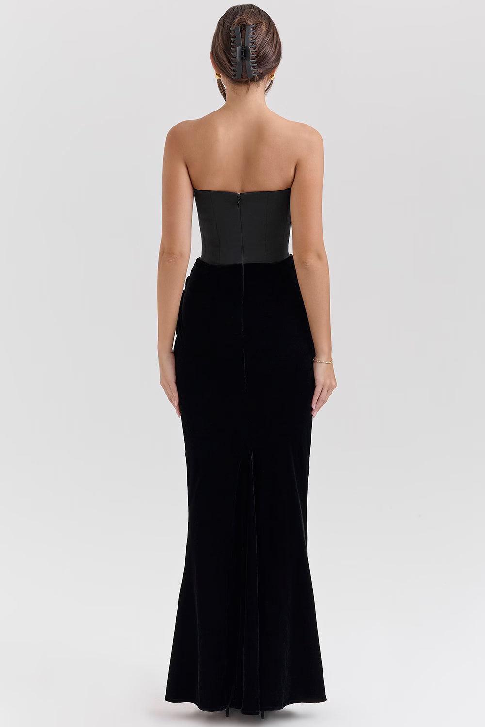 Dames Elegante Strapless Maxi Jurk met Lange Rok