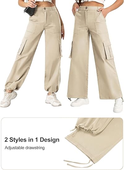 Dames Cargo Broek Met Hoge Taille En Wijde Pijpen
