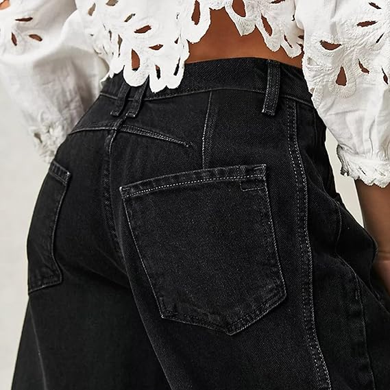 Mid waist denim jeans voor vrouwen | | wide leg