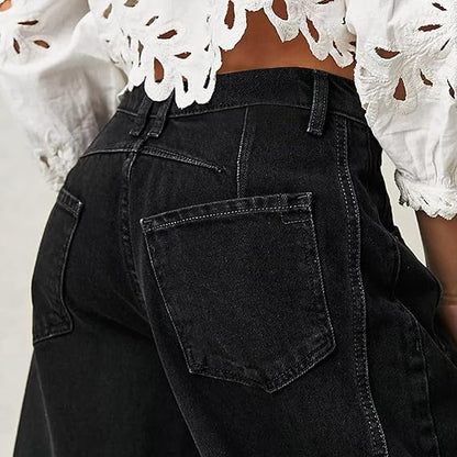 Mid waist denim jeans voor vrouwen | | wide leg