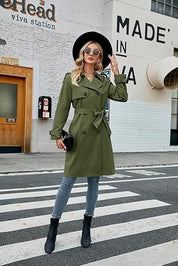 Trench-coat midi élégant pour femmes, double boutonnage avec ceinture