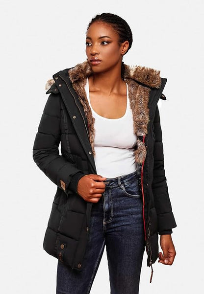 Winter Puffer Jacket Vrouwen Warme Imitatiebont Capuchon