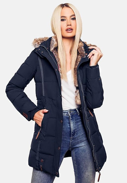 Winter Puffer Jacket Vrouwen Warme Imitatiebont Capuchon
