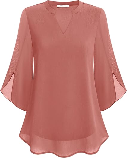Elegante Dames Blouse met 3/4 Vlindermouwen en V-Hals