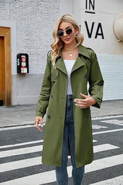 Trench-coat midi élégant pour femmes, double boutonnage avec ceinture