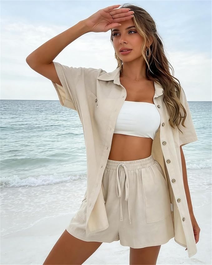 Lola-Rose - Tweedelige set met losvallende blouse en korte broek