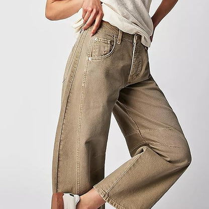 Mid waist denim jeans voor vrouwen | | wide leg