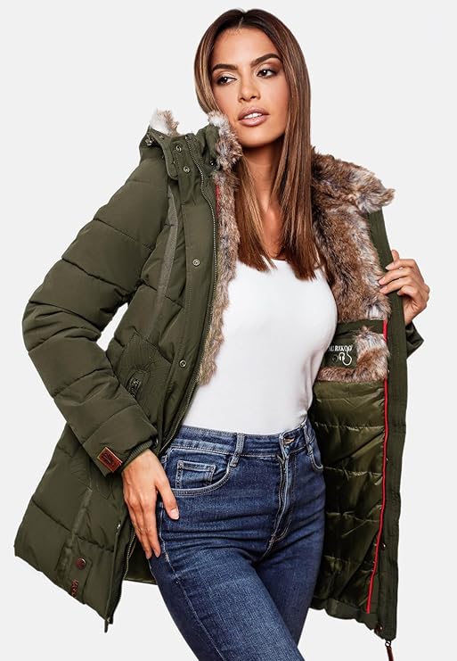 Winter Puffer Jacket Vrouwen Warme Imitatiebont Capuchon