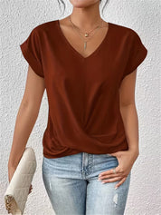 Elegant V-Neck Top with Twisted Detail for Women