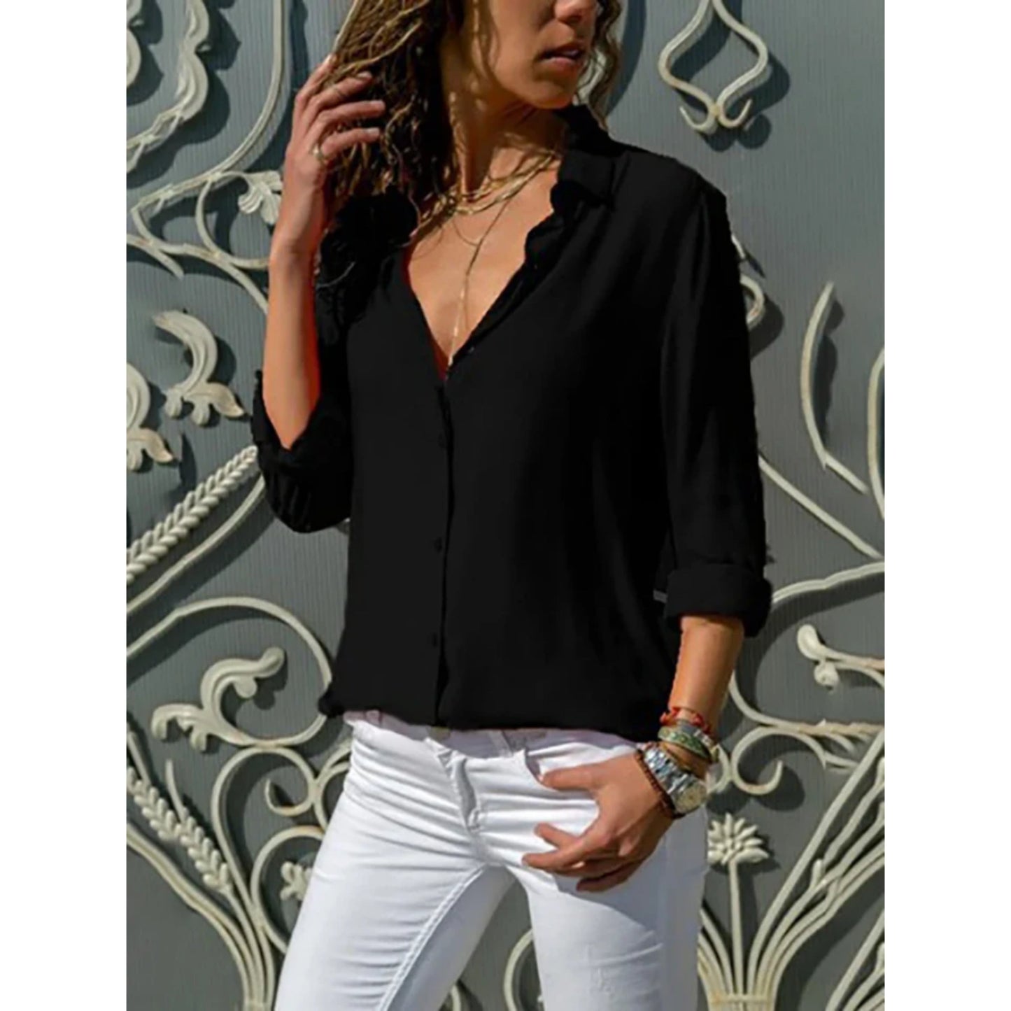 Elegante dames blouse met lange mouwen