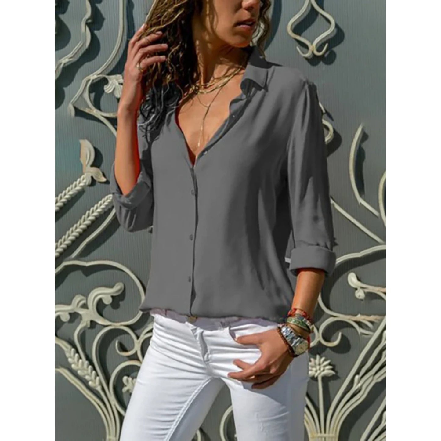 Elegante dames blouse met lange mouwen