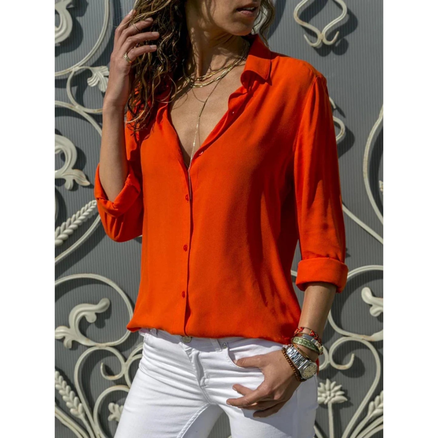Elegante dames blouse met lange mouwen