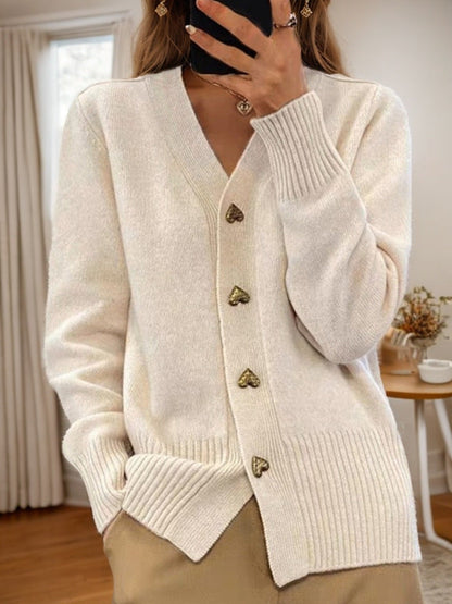 Kira - Gebreide Cardigan met Hartjesknopen