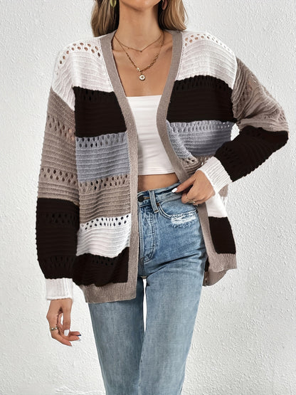 Warm Gestreepte Dames Winter Vest Gebreid