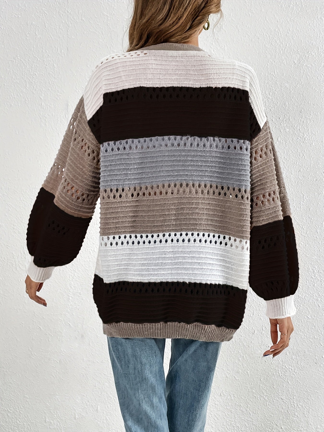 Warm Gestreepte Dames Winter Vest Gebreid