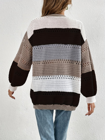 Warm Gestreepte Dames Winter Vest Gebreid