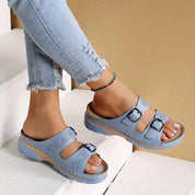 Orthopedic Sandals with Platform Sole and Double Buckle for Women