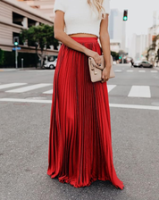 Stylish Pleated Skirt with High Waist and Flowy Fit