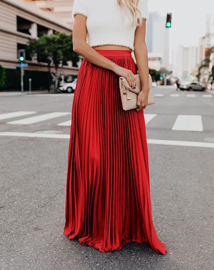 Stylish Pleated Skirt with High Waist and Flowy Fit