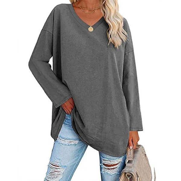 Casual Oversized Trui met V-Hals voor Dames