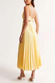 Elegant Gala Midi Dress with Airy Pleats for Women