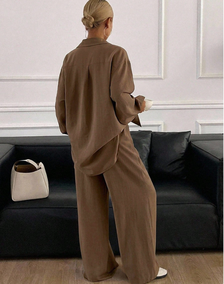Loungewear Set Voor Dames Met Blouse En Broek En Losse Pasvorm