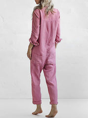Dames Jumpsuit Met Knopen En Lange Mouwen