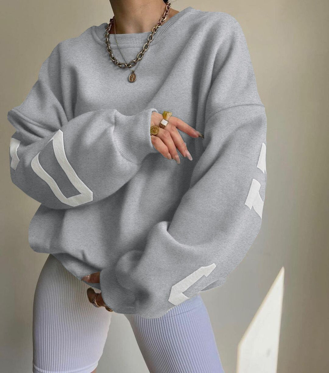 Comfortabele Oversized Dames Trui Met Letterprint