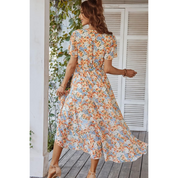 Robe portefeuille à imprimé floral et volants pour femmes
