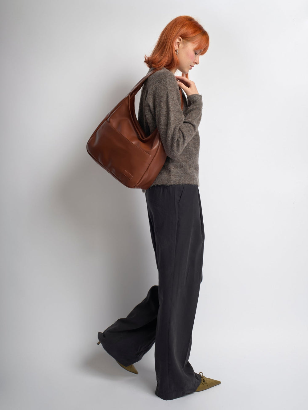 Minimalist Vegan Leather Hobo Shoulder Bag