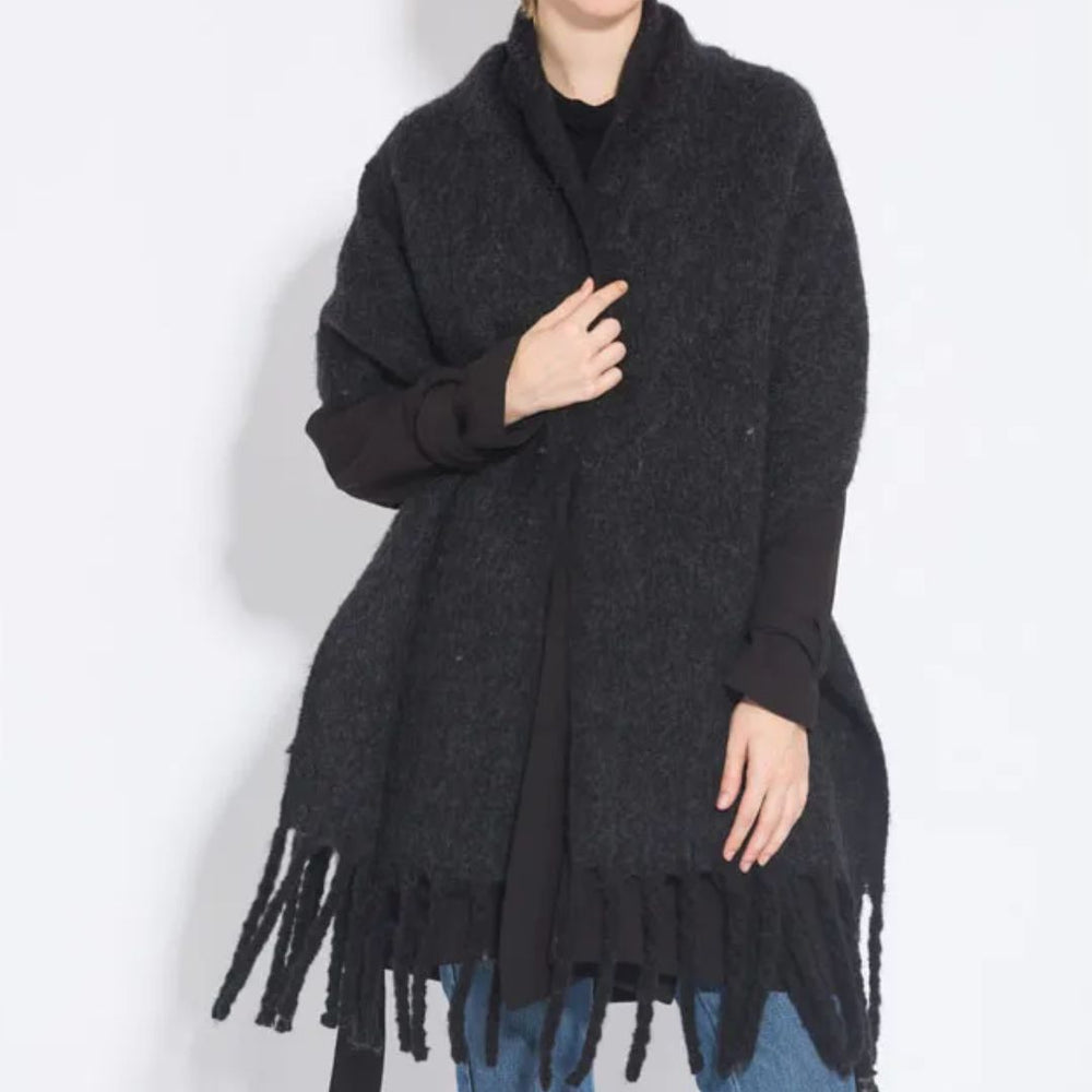 Warme Elegante Wintersjaal Met Stijlvolle Franjes Voor Vrouwen