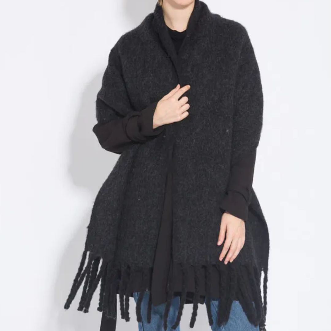 Warme Elegante Wintersjaal Met Stijlvolle Franjes Voor Vrouwen