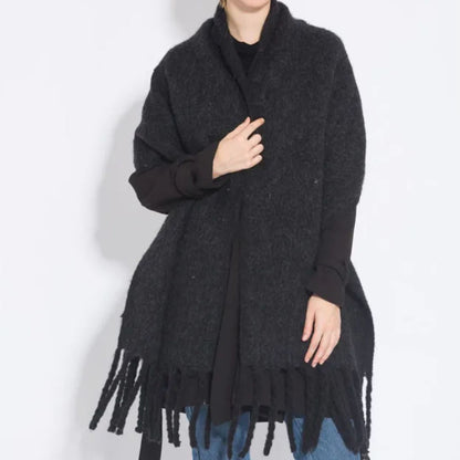 Warme Elegante Wintersjaal Met Stijlvolle Franjes Voor Vrouwen