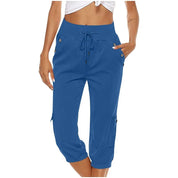 Casual Women's Capri Pants with Drawstring and Pockets