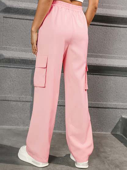 Trendy Cargo Broek Voor Dames Met Hoge Taille En Rechte Pijpen