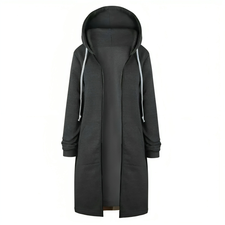 Sporty Comfortable Midi Sweater Dress with Zipper Pockets for Women