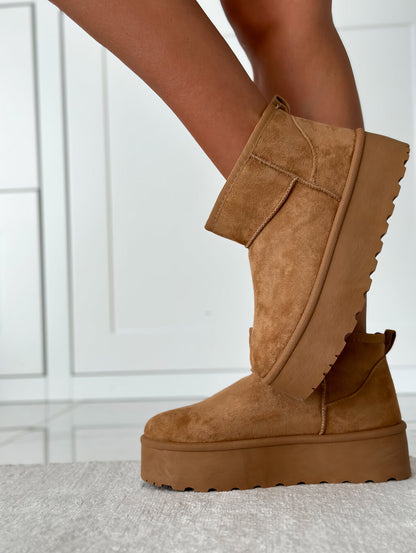 Trendy Winter Vrouwen Platform Enkellaarsjes Met Bontvoering