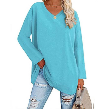Casual Oversized Trui met V-Hals voor Dames
