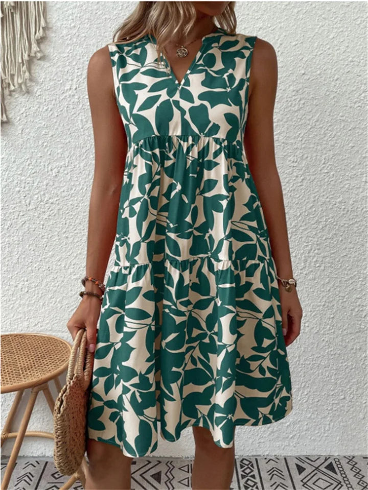 Amelie - Mouwloze Dames Midi Zomerjurk met Print