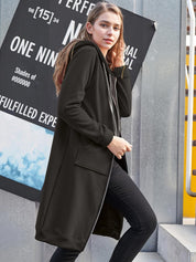 Sporty Comfortable Midi Sweater Dress with Zipper Pockets for Women