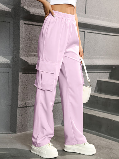 Trendy Cargo Broek Voor Dames Met Hoge Taille En Rechte Pijpen