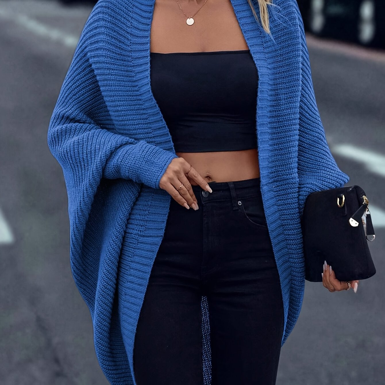 Zacht Oversized Vrouwen Openvallend Lichtgewicht Gebreid Vest