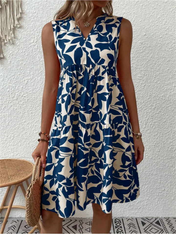 Amelie - Mouwloze Dames Midi Zomerjurk met Print